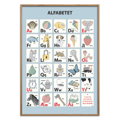 Blaa-Douce-Lys-eg-A.jpg Alfabet plakat - Blå DOUCE, flere størrelser
