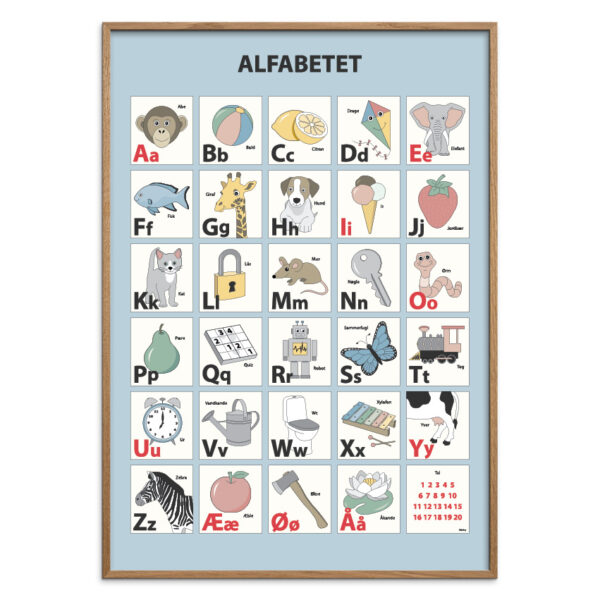 Blaa-Douce-Lys-eg-A.jpg Alfabet plakat - Blå DOUCE, flere størrelser