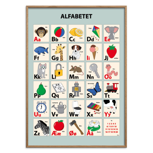 Blaagroen-Lys-eg-A.jpg Alfabet plakat - Blå/grøn PANG, flere størrelser