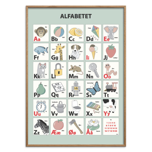 Alfabet plakat - Grøn DOUCE, flere størrelser