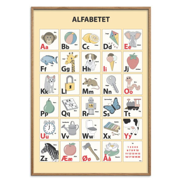 Alfabet plakat - Gul DOUCE, flere størrelser