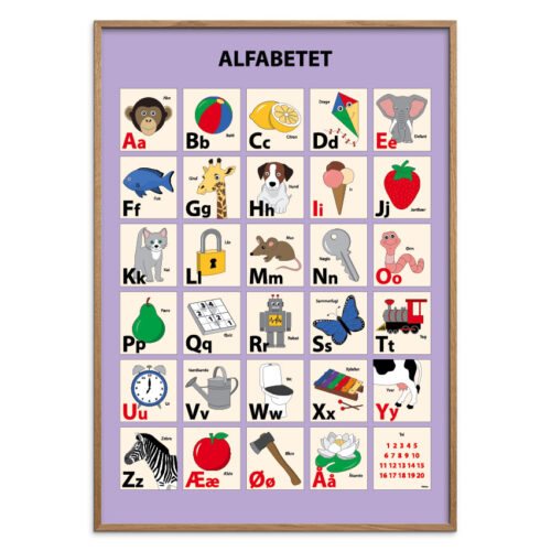 Alfabet plakat - Lilla PANG, flere størrelser
