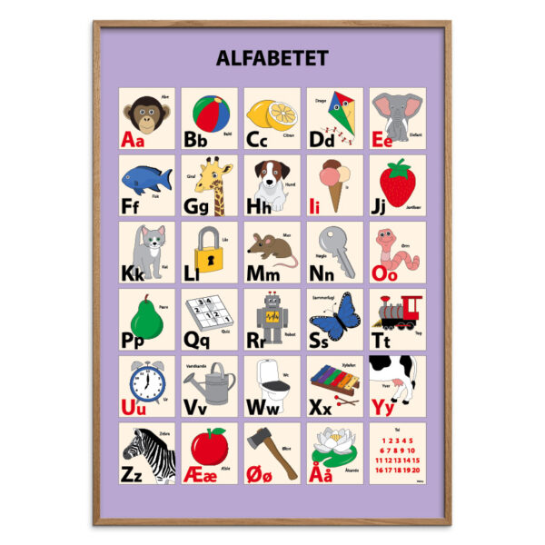 Alfabet plakat - Lilla PANG, flere størrelser