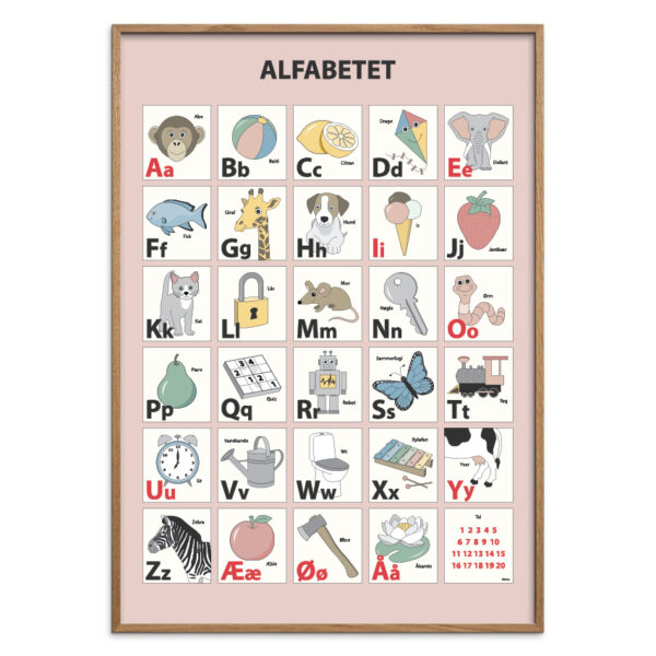 Alfabet plakat - Rosa DOUCE, flere størrelser