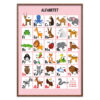 Alfabet plakat - Lyserød med dyr, flere størrelser